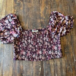 Altar’d State Crop Floral Sleeve Top